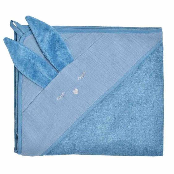 Cape De Bain En Bambou Et Gaze De Coton - Sevira Kids - Lapin Denim - Grande Taille - Douceur Et Chaleur Bleu