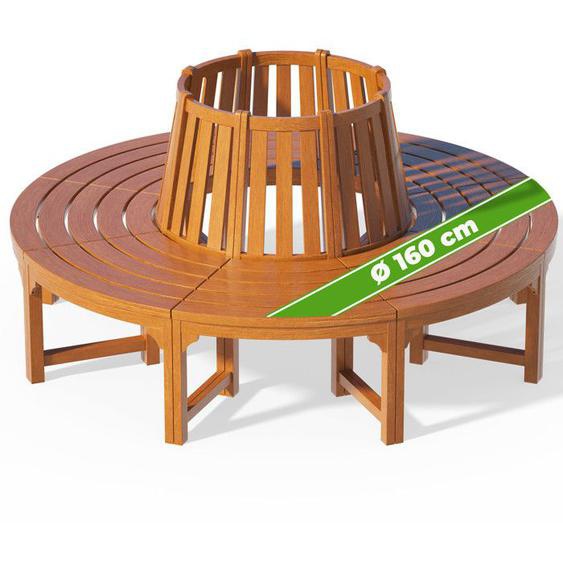 CASARIA® Banc de jardin rond Ø 160 cm en bois deucalyptus Certifié FSC® robuste banc circulaire tour darbre banquette ronde