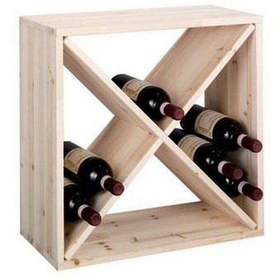 Casier à bouteilles de vin cube bois pin Zeller