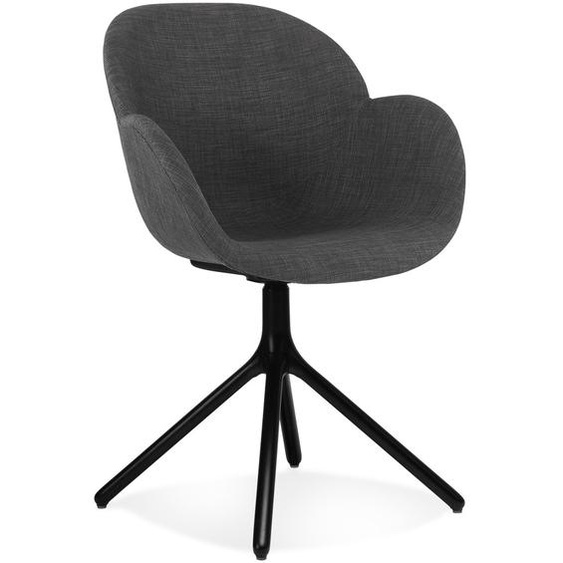 Chaise avec accoudoirs LIBRA en tissu gris foncé et métal noir