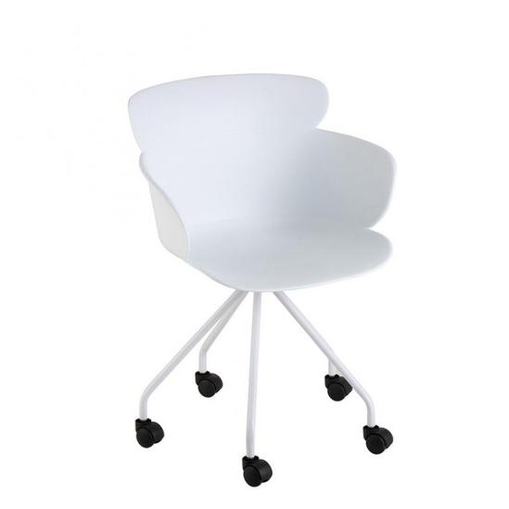 Chaise avec roulette RAOUL en Acier et Plastique / Blanc