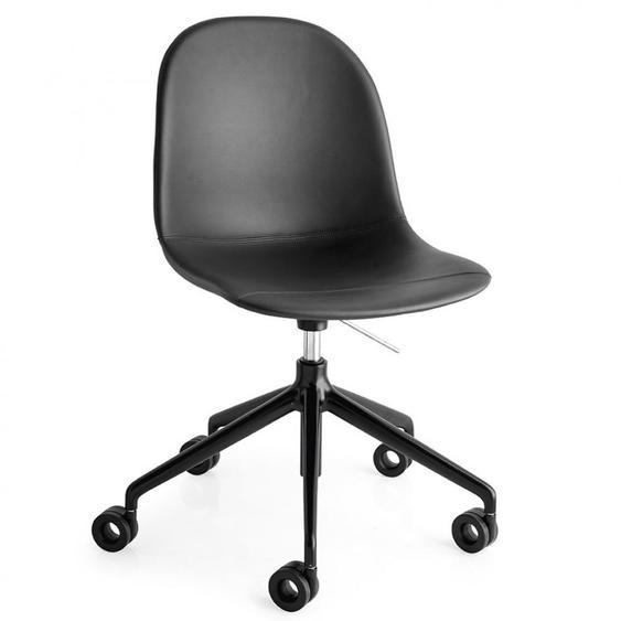 Chaise bureau pivotant  ACADEMY 360 structure aluminium assise aspect cuir noir