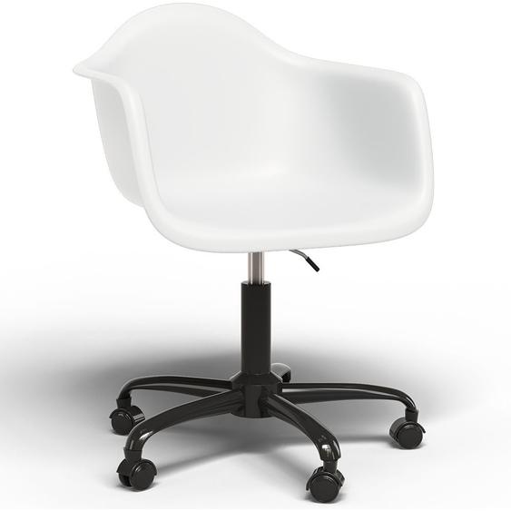 Chaise De Bureau Avec Accoudoirs - Chaise De Bureau Avec Roulettes - Structure Noire Emery Blanc