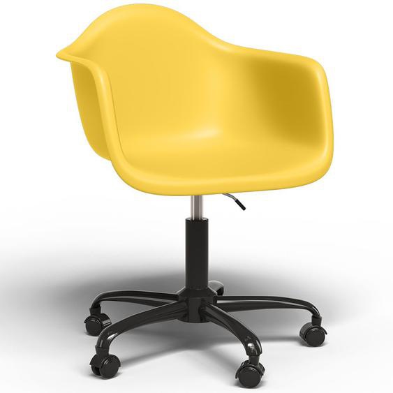 Chaise De Bureau Avec Accoudoirs - Chaise De Bureau Avec Roulettes - Structure Noire Emery Jaune