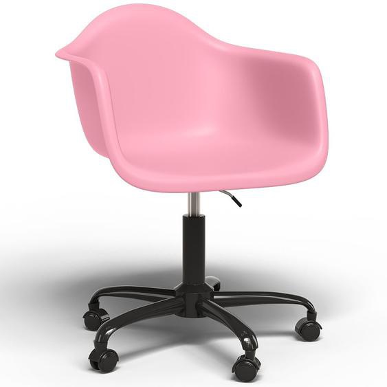 Chaise De Bureau Avec Accoudoirs - Chaise De Bureau Avec Roulettes - Structure Noire Emery Rose