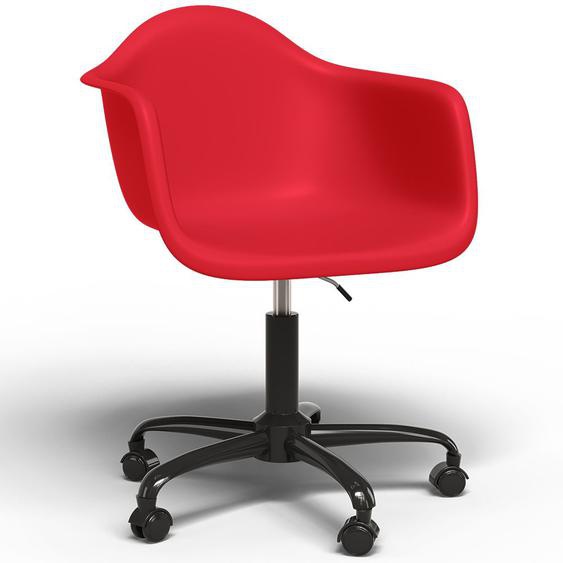 Chaise De Bureau Avec Accoudoirs - Chaise De Bureau Avec Roulettes - Structure Noire Emery Rouge