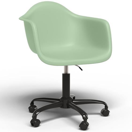 Chaise De Bureau Avec Accoudoirs - Chaise De Bureau Avec Roulettes - Structure Noire Emery Vert Pastel