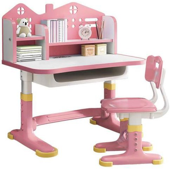 Chaise de bureau fonctionnelle pour enfants - panneau arrière Castle - bureau élargi-support de livres et tiroir de rangement