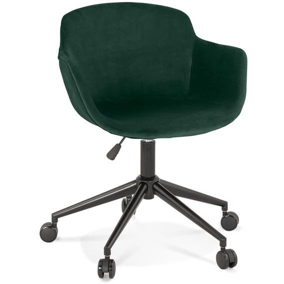 Chaise de bureau ROLLING en velours vert sur roulettes