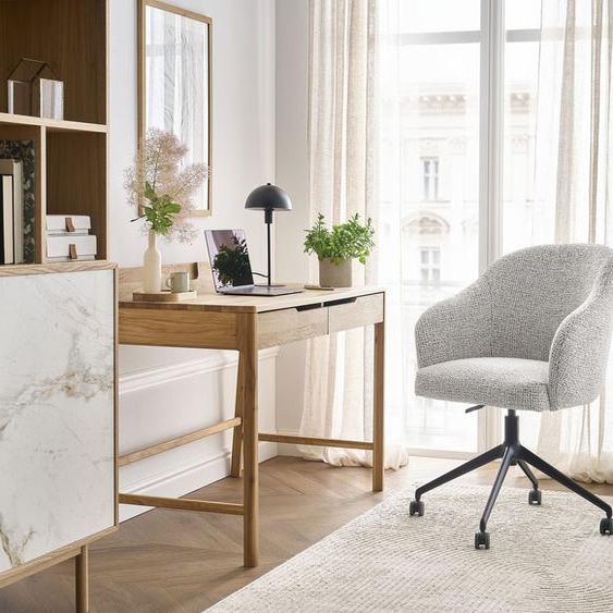 Bobochic - Chaise de bureau SOPHIE tissu chiné et pietement à roulettes avec hauteur ajustable