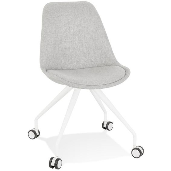 Chaise de bureau sur roulettes SNAP en tissu gris avec structure en métal blanc