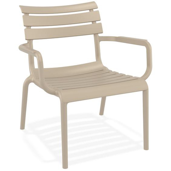 Chaise de jardin avec accoudoirs AROMA taupe en matière plastique