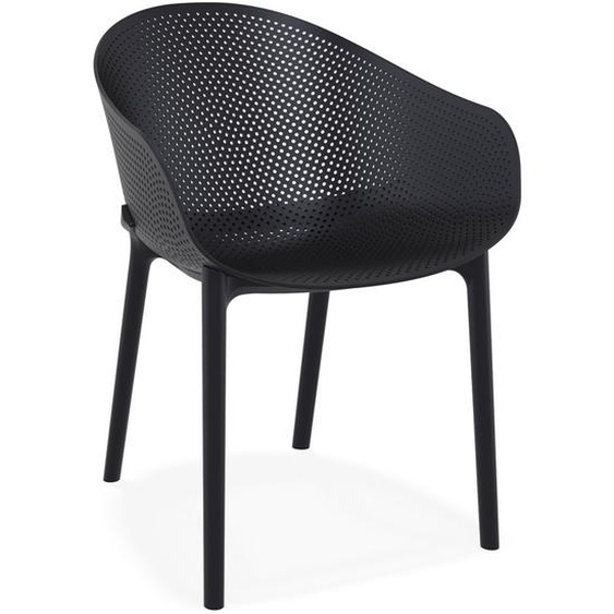 Chaise de terrasse perforée LUCKY noire design