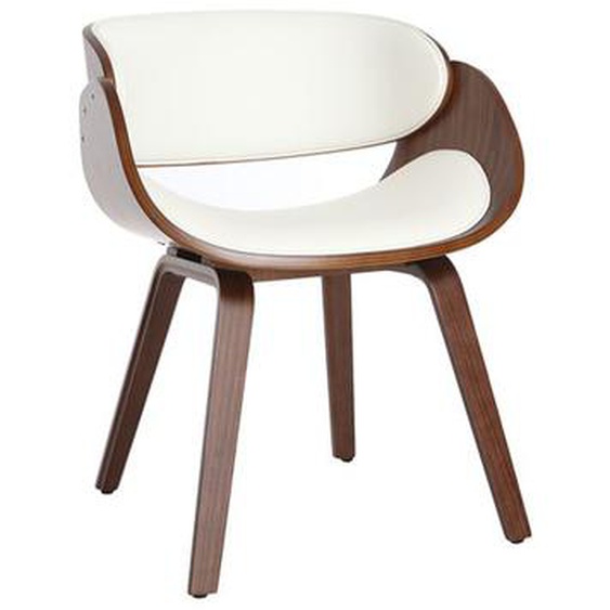 Chaise design blanc et bois foncé noyer BENT - MILIBOO - Scandinave - Moderne - Salle à manger