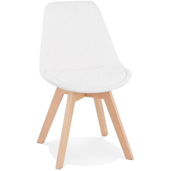 Chaise design LINETTE en tissu bouloché blanc style scandinave