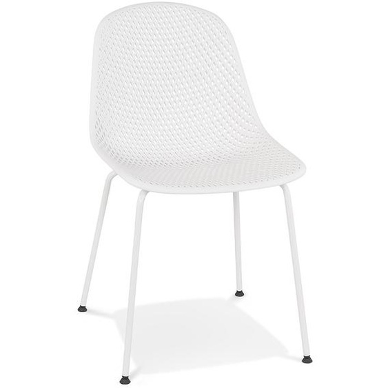 Chaise design perforée VIKY blanche intérieure / extérieure