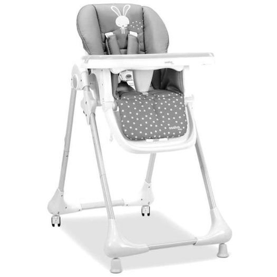 Chaise Haute Avec Roues Baby Rabbit Gris - Asalvo - 19622 - Réglable - Blanc - 9 Mois À 3 Ans Blanc