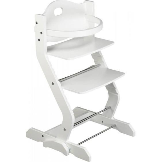 Chaise Haute Blanche Avec Barreau De Sécurité - Tissi - Réglable - Enfant Blanc