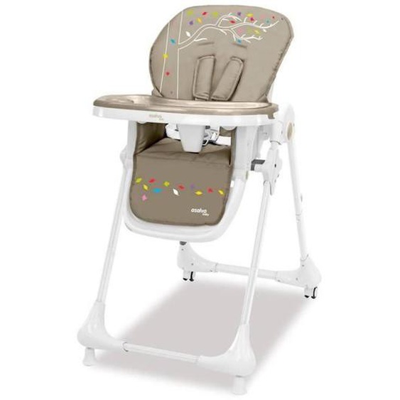 Chaise Haute Réglable Asalvo Tree - Pour Enfant De 9 Mois À 3 Ans - Tissu Rembourré Amovible Et Lavable Blanc