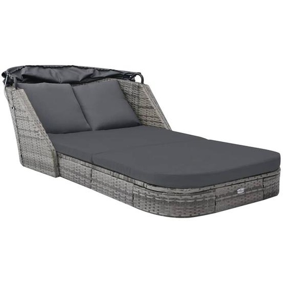 Chaise longue avec auvent Résine tressée Anthracite