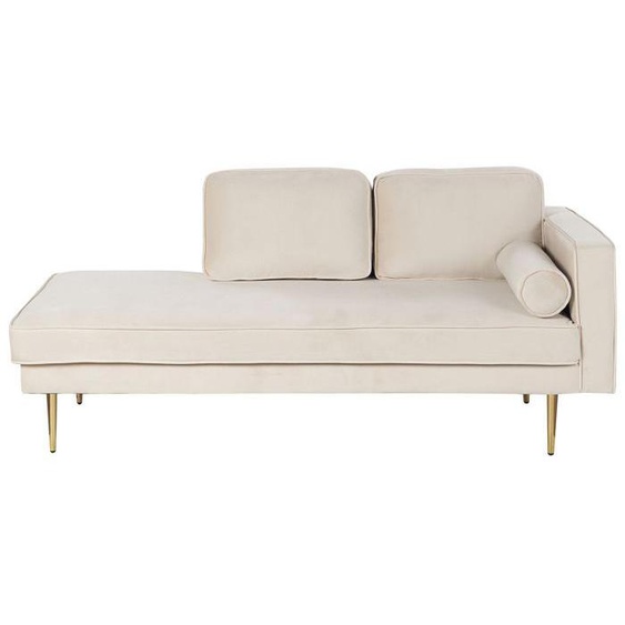 Chaise longue côté droit en velours beige MIRAMAS