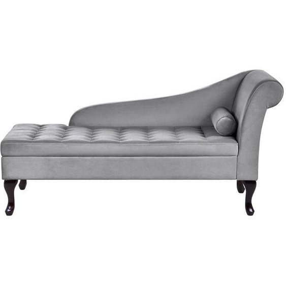 Chaise longue côté droit en velours gris clair avec rangement PESSAC