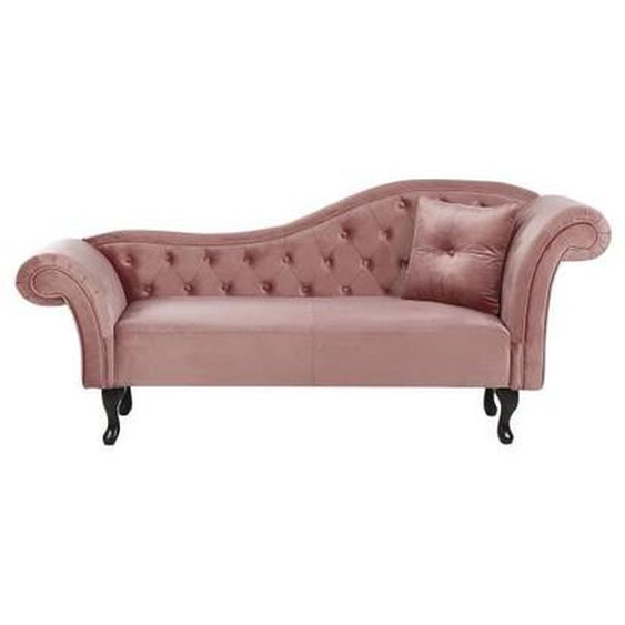 Chaise longue côté droit en velours rose LATTES