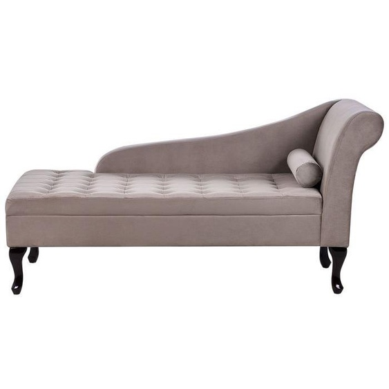 Chaise longue côté droit en velours taupe avec rangement PESSAC