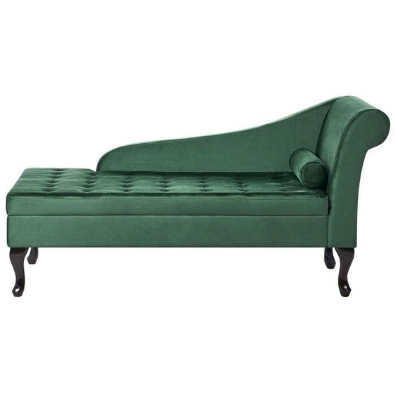 Chaise longue côté droit en velours vert foncé avec rangement PESSAC