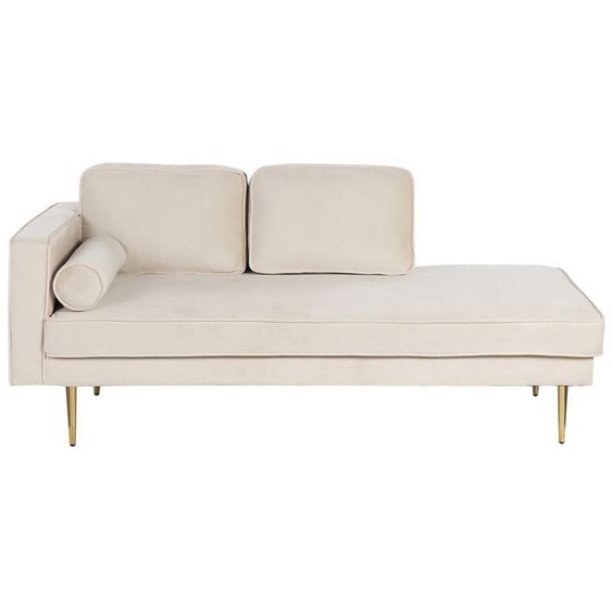 Chaise longue côté gauche en velours beige MIRAMAS