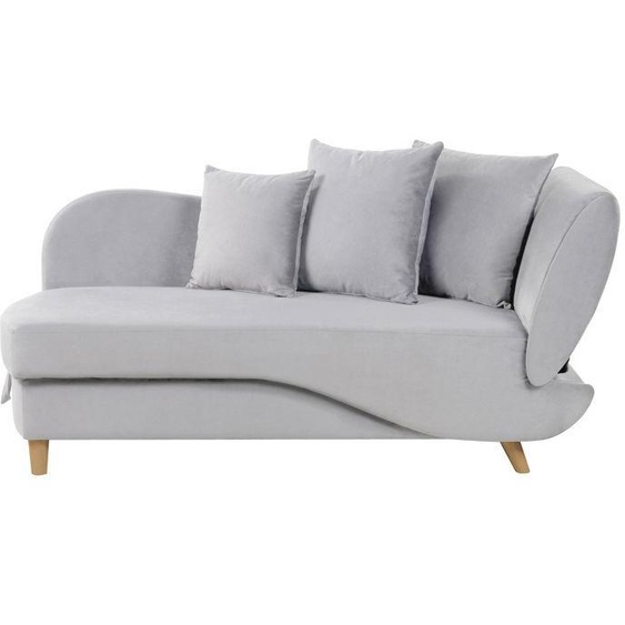 Chaise longue en velours côté droit gris clair