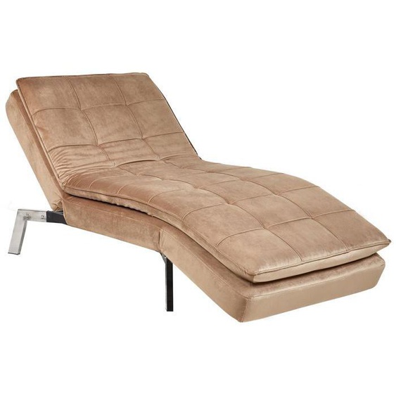 Chaise longue en velours marron clair LOIRET