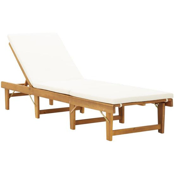 Chaise longue pliante avec coussin Bois dacacia solide