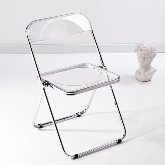 Chaise Pliante Moderne En Acrylique Transparent - Chaise Pliante Empilable En Cristal - Siège De Salon En Plastique Pc - Cadre Chromé Et Chaise Pliable (Transparent)