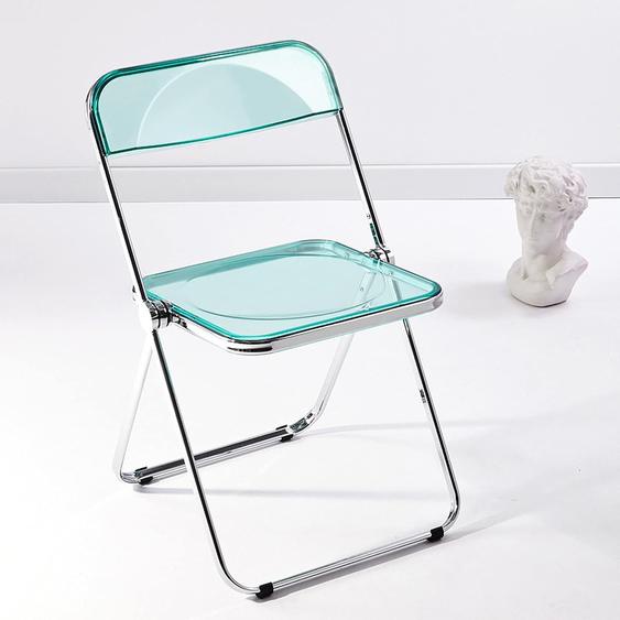 Chaise Pliante Transparent Moderne 48 X 48 X 76 Cm, Chaises Pliantes Interieures En Cadre Chromé, Chaises De Salle À Manger Pliantes, Convient Pour Salle À Manger, Salon, Vert