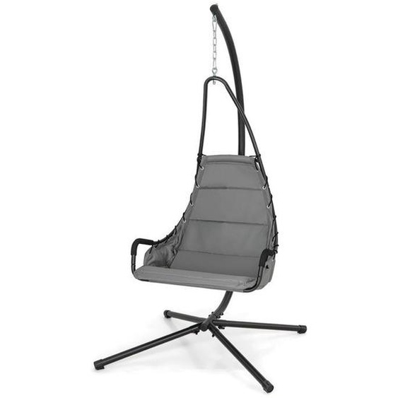 Chaise Suspendue - DREAMADE - Balançoire avec Support en Métal Robuste - Siège Rembourré - Gris