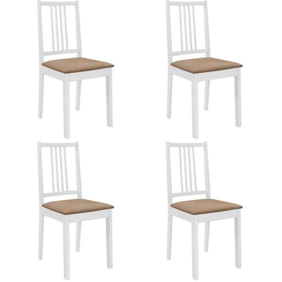 Chaises à manger avec coussins lot de 4 blanc bois solide