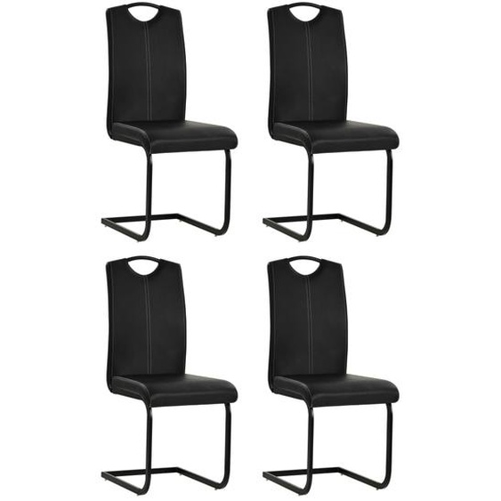 Chaises à manger cantilever lot de 4 noir similicuir