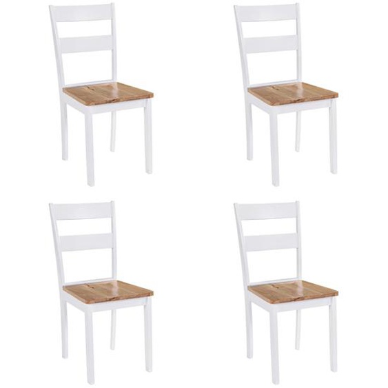 Chaises à manger lot de 4 blanc bois dhévéa massif