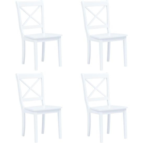 Chaises à manger lot de 4 blanc bois dhévéa massif