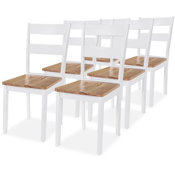 Chaises à manger lot de 6 blanc bois dhévéa massif