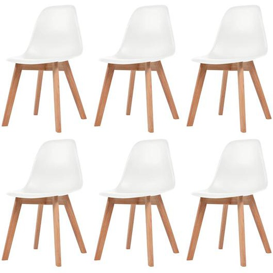 Chaises à manger lot de 6 Blanc Plastique