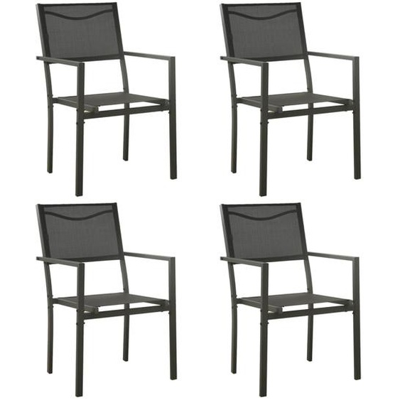 Chaises de jardin lot de 4 Textilène et acier Noir anthracite