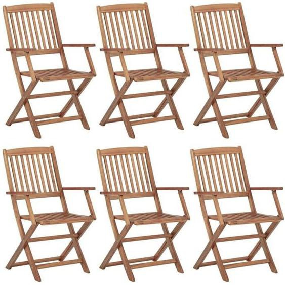 Chaises de jardin pliables en bois dacacia massif - VidaXL - Lot de 6 - Brun - Extérieur