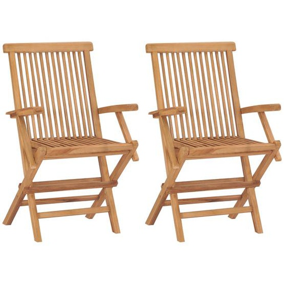 Chaises de jardin pliables lot de 2 Bois de teck massif