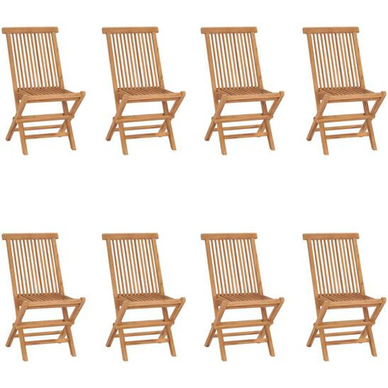 Chaises pliables de jardin lot de 8 Bois de teck solide