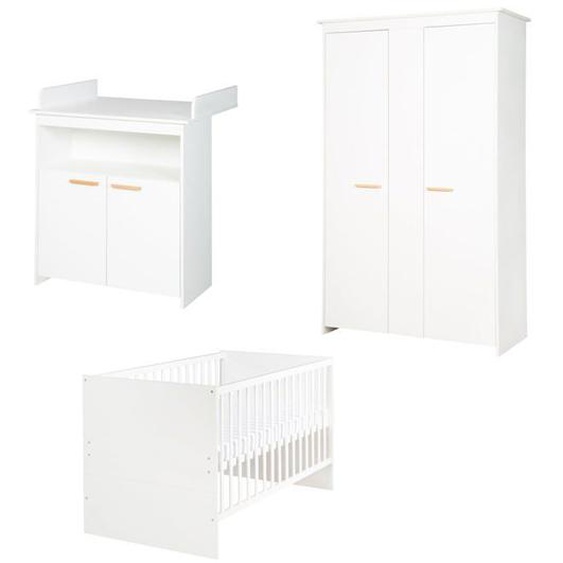 Chambre bébé complète ROBA Anton - Lit évolutif 70x140 cm + Commode à langer + Armoire 2 portes - Blanc