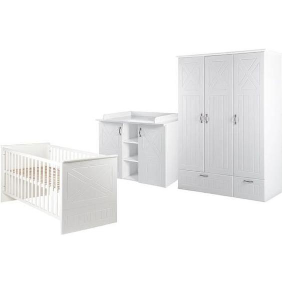 Chambre bébé complète ROBA Constantin - Lit évolutif - Blanc - Bois - 70x140 cm - Maison de campagne moderne