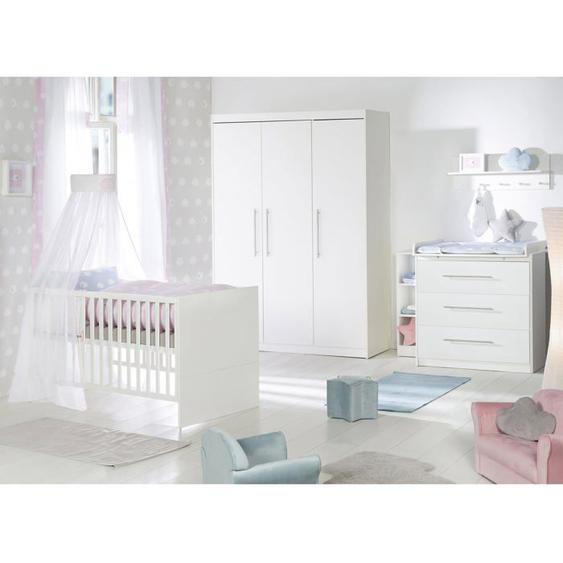 Chambre Bébé Complète ROBA - Maren - Lit Évolutif 70x140 + Commode à Langer Compacte + Armoire - Blanc