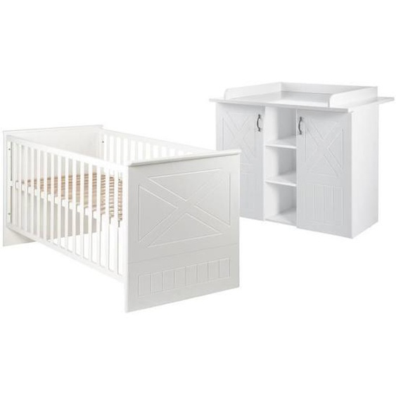 Chambre Bébé Duo Constantin - ROBA - Lit 70 x 140 cm - Commode à Langer - Blanc